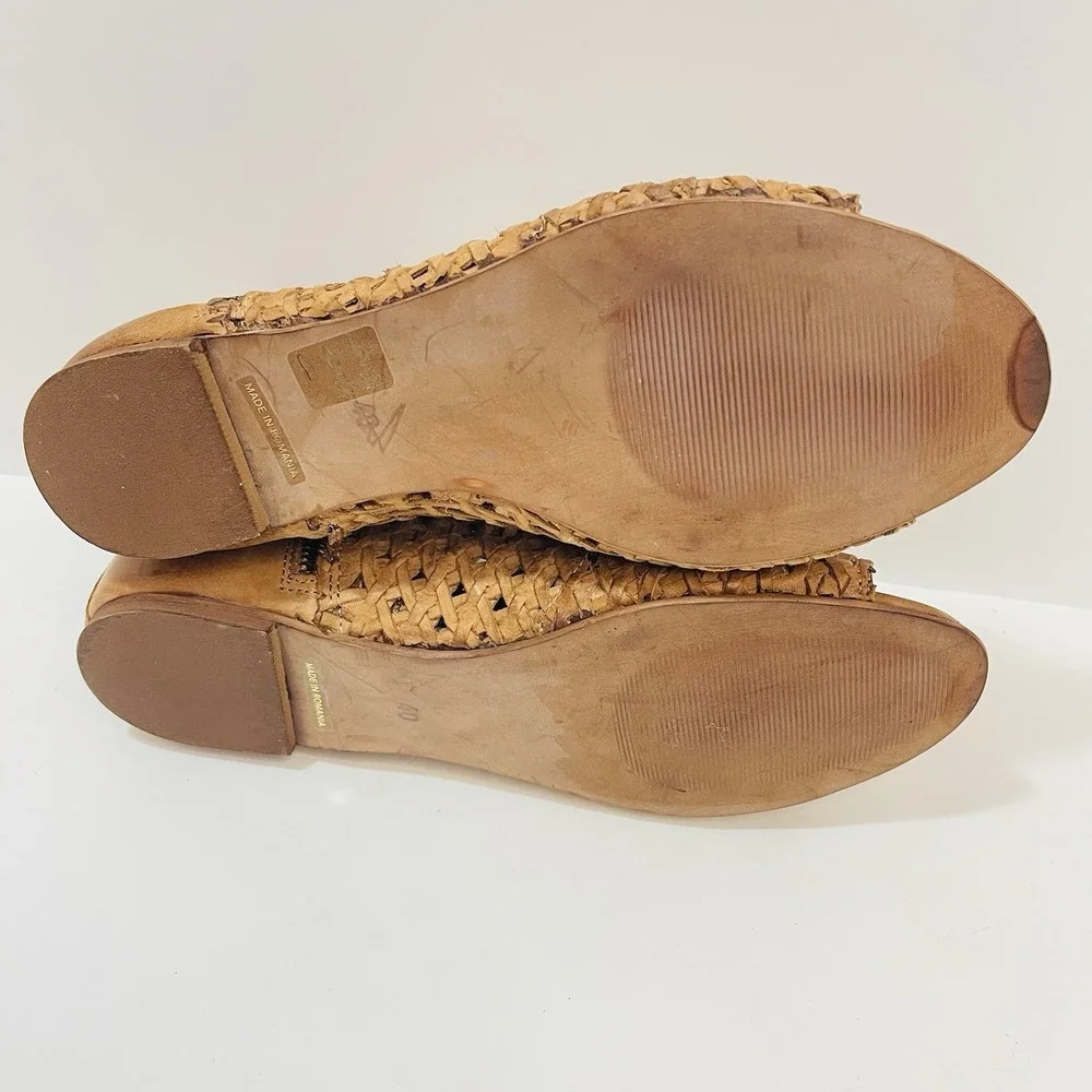 Sundance Woven Leather Asheville Double Zip Peep Toe Sandal EU 40/US 9-9.5 Brown